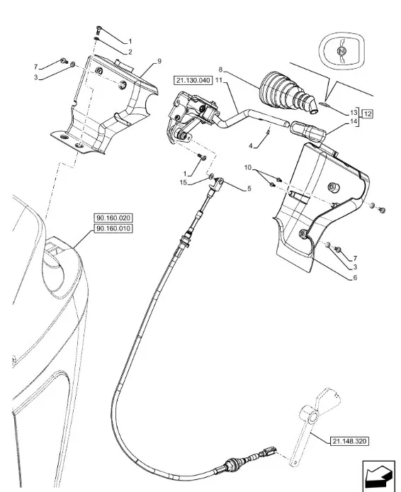 47980701 - Тросик 1450мм рычага вкл. реверса КПП TD5./JX